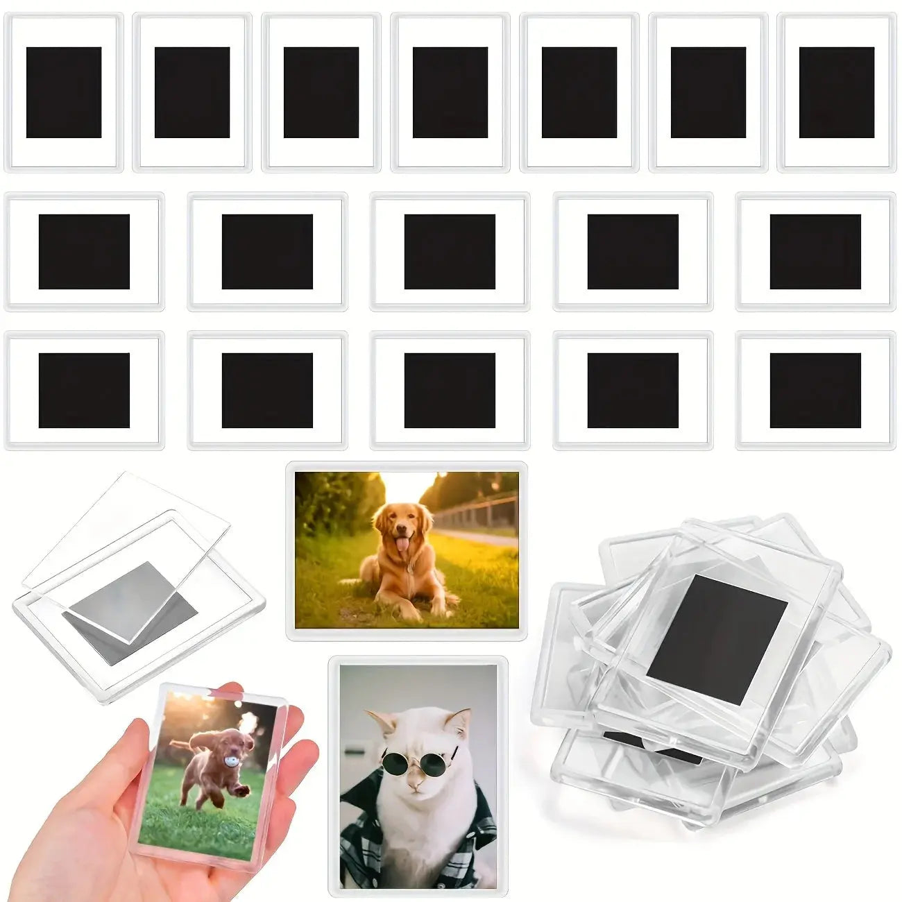 12/20/40Pcs Blank Photo Frame, Insert Fridge Magnets, Mini Magnetic Refrigerator Photo Picture Frames, 2x3.03 In - Auraveia