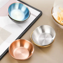 Stainless Steel Sauce Dish Golden Hot Pot Dipping Bowl Seasoning Bowel Vinegar Soy Saucer Container Japanese Kitchen Snack Tray Auraveia