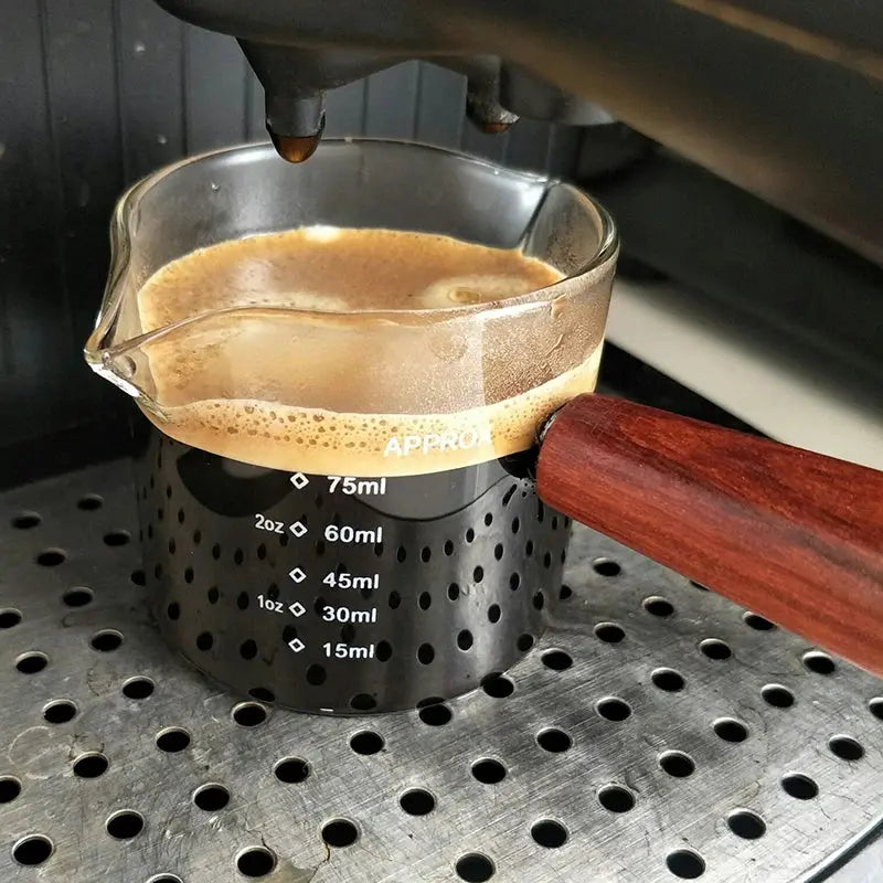 Double Pour Spout Heat Resistant Glass Measuring Cup Coffee Cup High Borosilicate Glass 75ml Espresso Transfer Cup Milk Cup Auraveia