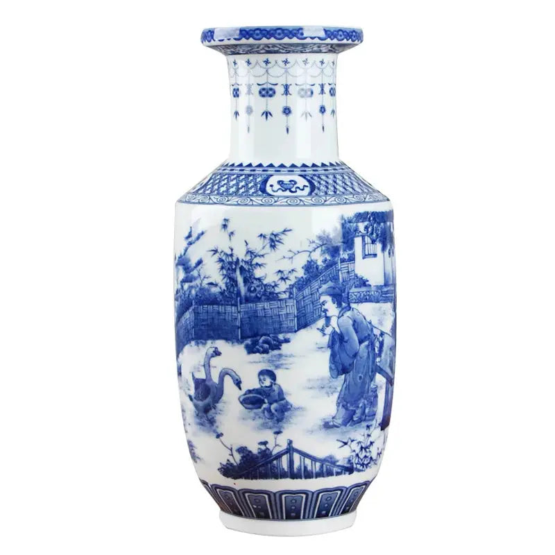 Classic Chinese Blue and White Ceramic Vase Antique Tabletop Porcelain Flower Vase For Hotel Dining Room Decoration Auraveia