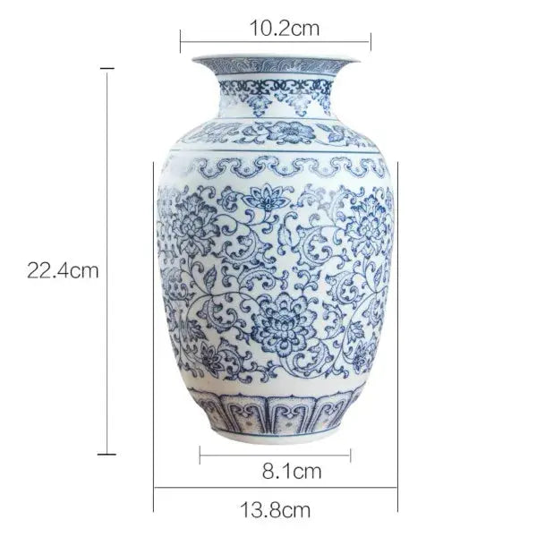 No Glazed Blue and White Porcelain Vases Interlocking Lotus Design Flower Ceramic Vase Home Decoration Jingdezhen Flower Vases Auraveia