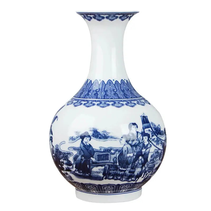 Classic Chinese Blue and White Ceramic Vase Antique Tabletop Porcelain Flower Vase For Hotel Dining Room Decoration Auraveia