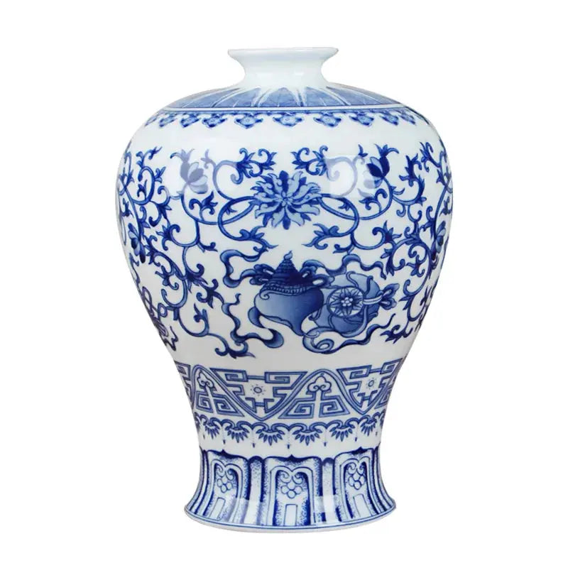 Classic Chinese Blue and White Ceramic Vase Antique Tabletop Porcelain Flower Vase For Hotel Dining Room Decoration Auraveia