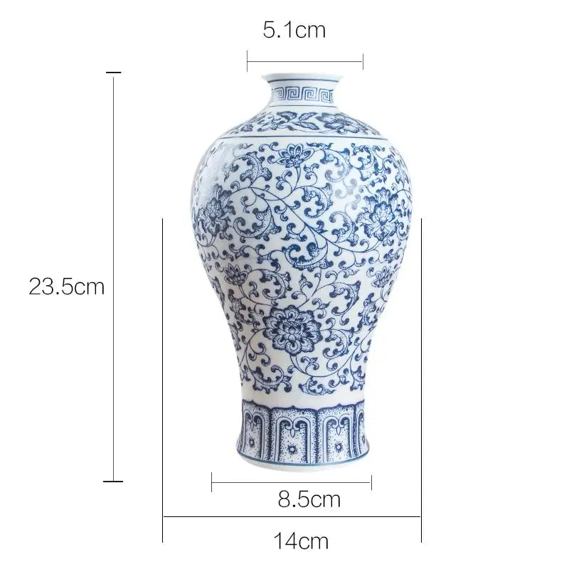 No Glazed Blue and White Porcelain Vases Interlocking Lotus Design Flower Ceramic Vase Home Decoration Jingdezhen Flower Vases Auraveia