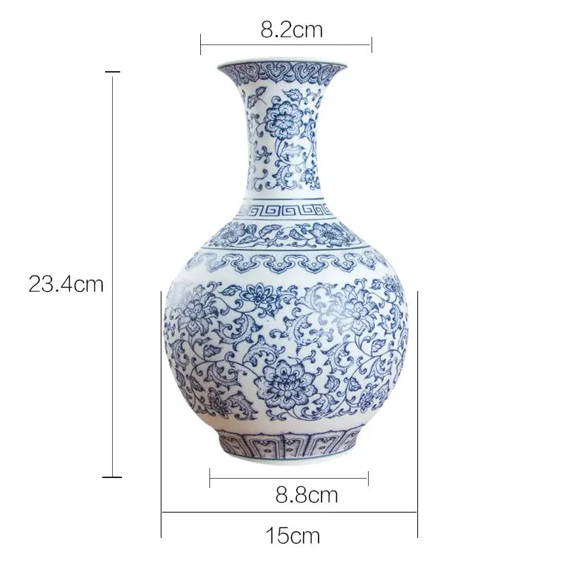 No Glazed Blue and White Porcelain Vases Interlocking Lotus Design Flower Ceramic Vase Home Decoration Jingdezhen Flower Vases Auraveia