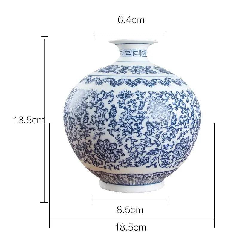 No Glazed Blue and White Porcelain Vases Interlocking Lotus Design Flower Ceramic Vase Home Decoration Jingdezhen Flower Vases Auraveia