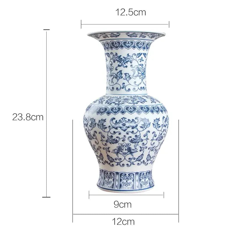 No Glazed Blue and White Porcelain Vases Interlocking Lotus Design Flower Ceramic Vase Home Decoration Jingdezhen Flower Vases Auraveia