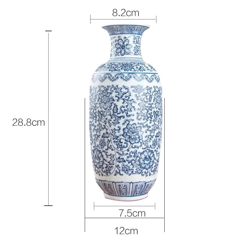 No Glazed Blue and White Porcelain Vases Interlocking Lotus Design Flower Ceramic Vase Home Decoration Jingdezhen Flower Vases Auraveia