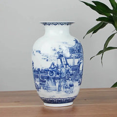 Classic Chinese Blue and White Ceramic Vase Antique Tabletop Porcelain Flower Vase For Hotel Dining Room Decoration Auraveia