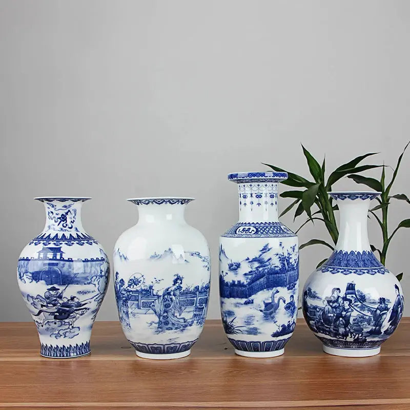 Classic Chinese Blue and White Ceramic Vase Antique Tabletop Porcelain Flower Vase For Hotel Dining Room Decoration Auraveia