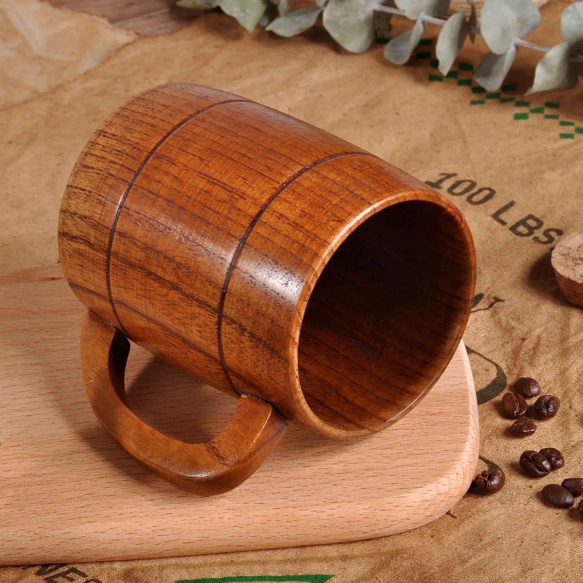 400ml Handmade Wooden Cup Chinese Style Primitive Drinking Cup Natural Tea Coffee Beer Drinkware Cup Travel Teaware Home Kitchen - Auraveia