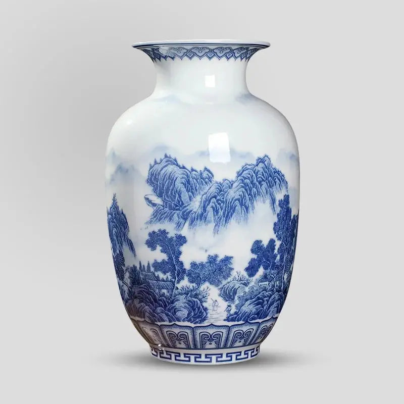 Classic Chinese Blue and White Ceramic Vase Antique Tabletop Porcelain Flower Vase For Hotel Dining Room Decoration Auraveia