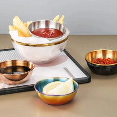 Stainless Steel Sauce Dish Golden Hot Pot Dipping Bowl Seasoning Bowel Vinegar Soy Saucer Container Japanese Kitchen Snack Tray Auraveia