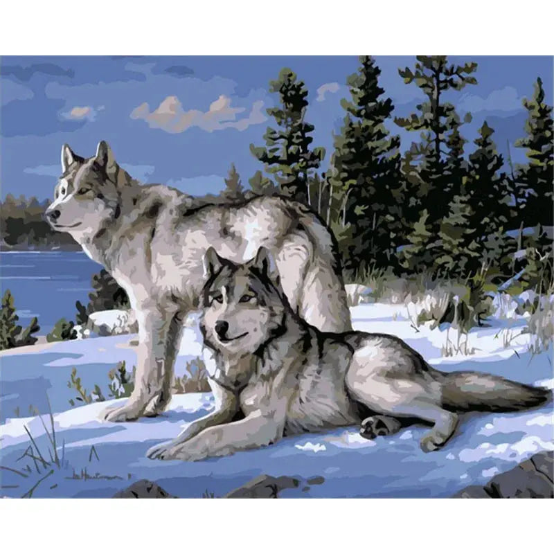 No Frame Wolf Animals DIY Painting By Numbers Kits Paint On Canvas Acrylic Coloring Painitng By Numbers For Home Wall Decor - Auraveia