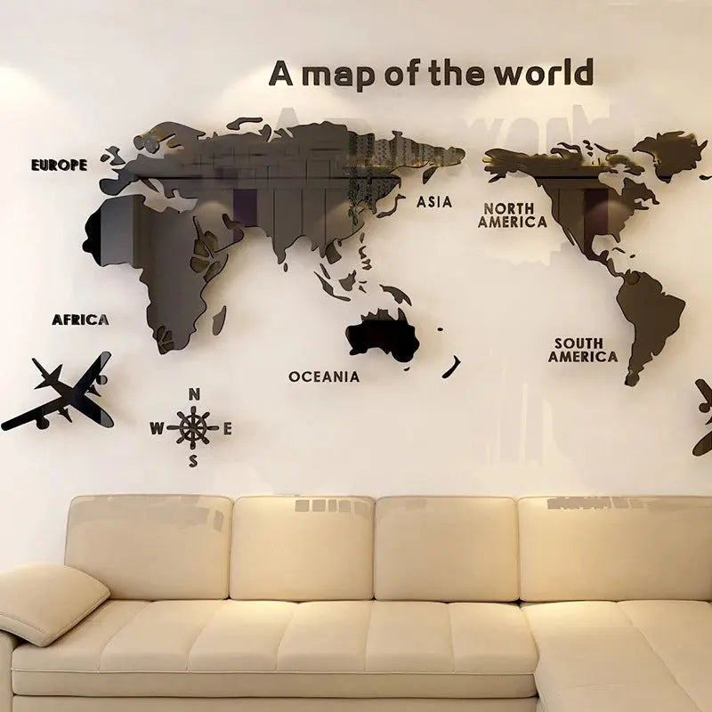 3D Acrylic World Map WallPaper Auraveia