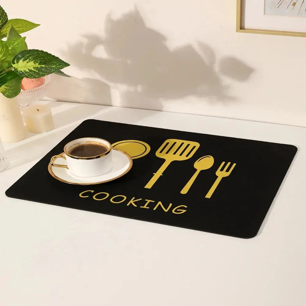 VIKAMA Simple Coffee Dish Mat Drainage Mat Kitchen Bathroom Diatomaceous Earth Washable Non-slip Bottom Dirty Resistant Doormat Auraveia