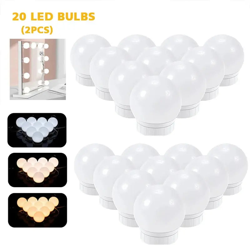 LED Makeup Mirror Light Bulbs USB Charging Vanity Makeup Mirror Lights Bathroom Dressing Table Lighting Dimmable LED Wall Lamp - Auraveia