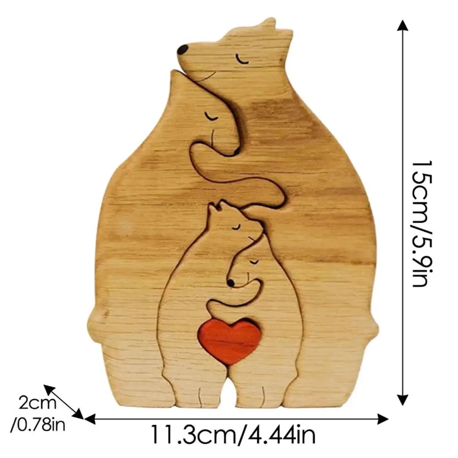 Bear Family Theme Wooden Art Puzzle Wooden Sculpture DIY Cute Family Member of Bears Puzzle Home Desktop Decor Mothers Day Gift - Auraveia