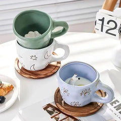 360ml Cups Ceramic Funny Cartoon Animal Tea Milk Cups Cute Handmade 3D Snail Daisy Dog Cat Coffee Mugs Creative Unique Gifts - Auraveia