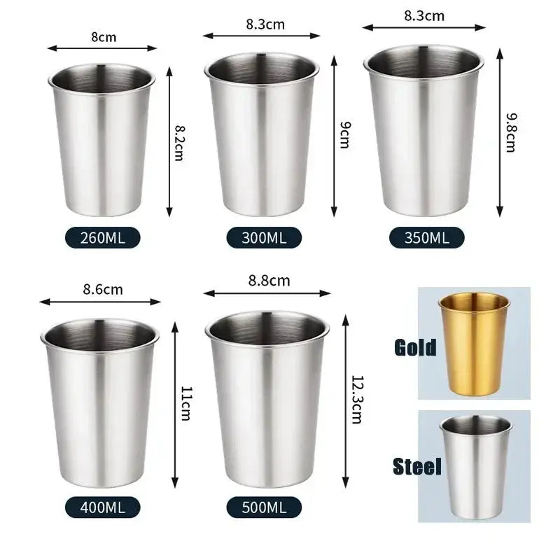 Stainless Steel Gold Cups 300ML Insulated Metal Cup 304 Drinking Beer Mug Metal Travel Drink Cup - Auraveia