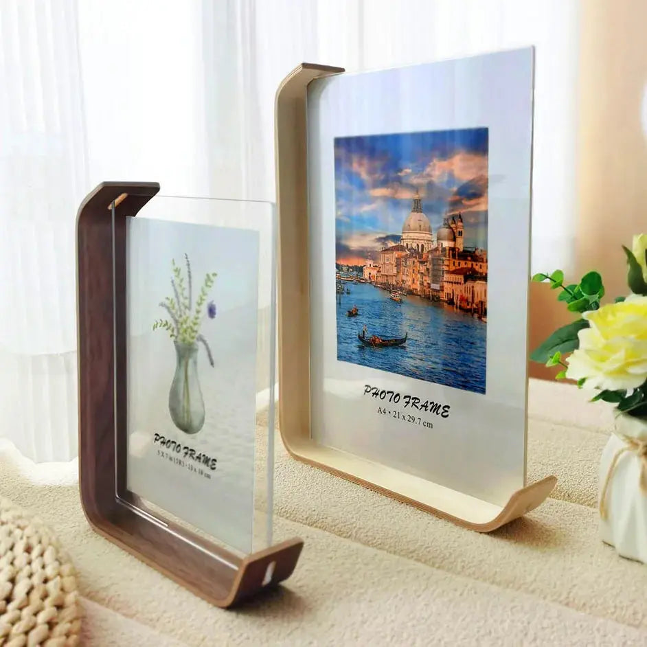 Wooden Picture Frame Swing Table DIY Transparent Herbarium Display Frame Acrylic Double Sided Personalized Photo Box Home Decor Auraveia