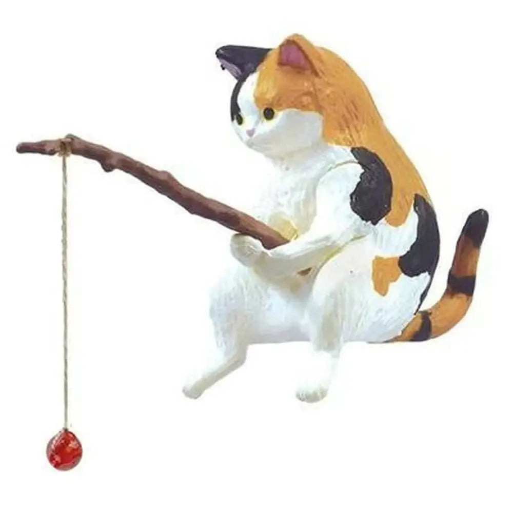 1PC Cat Fishing Aquarium Decoration Fish Tank Landscaping Statues Display Fishing Cat Hanging Decorations Auraveia