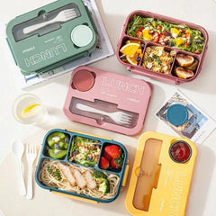 Compartment 1300ML Portable Lunch Box Kids Students Office Bento Box With Fork and Spoon Microwave Food Storage Container - Auraveia