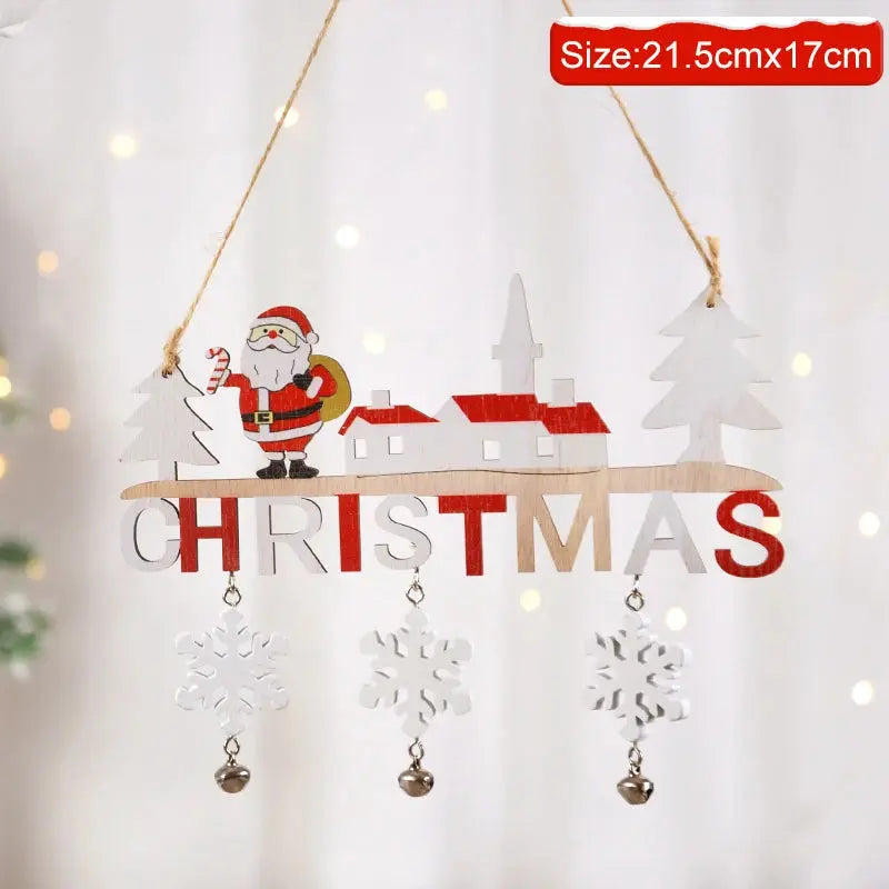 Gnome Santa Claus Wooden Hanging Ornament 2024 Merry Christmas Decoration for Home Door Xmas Tree Pendants Navidad New Year 2025 - Auraveia