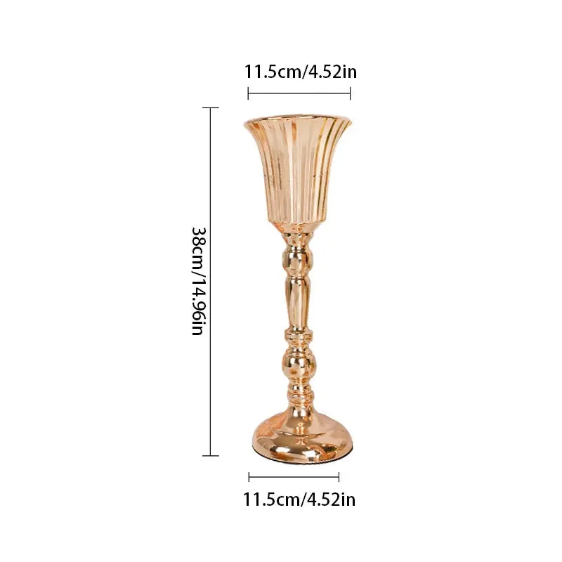 1PC Metal Trumpet Vases Wedding Party Props Centerpieces Flower Stand Candle Holder Welcome Area Road Guide Desktop Decor - Auraveia