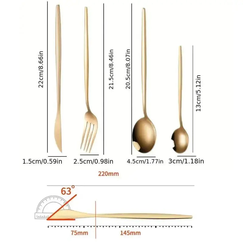 Golden Stainless Steel Cutlery Set Auraveia