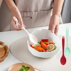 Long Handle Silicone Ladle Soup Spoon Colander Ramen Noodles Tablespoons Scoop Rice Salad Stirring Spoons Kitchen Teaspoons - Auraveia