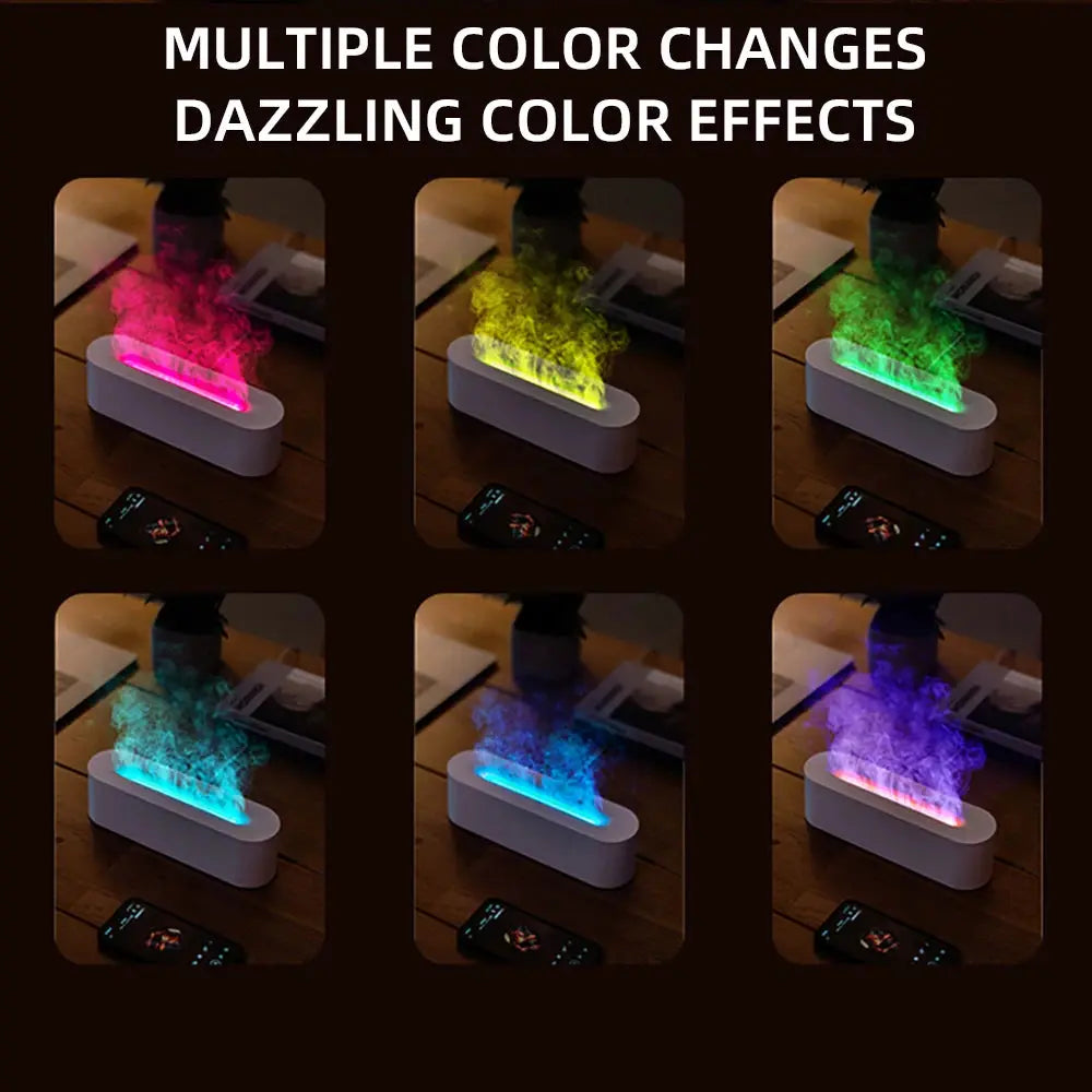 Essential Oil Aroma Diffuser Flame Air Humidifier Ultrasonic Cool Mist Difusor with RGB Realistic Fire Night Light Auraveia