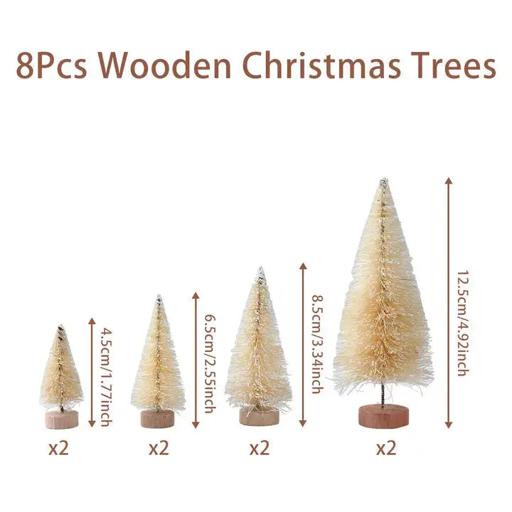 Artificial Mini Wooden Christmas Tree Blue Green White Gold Tower Pine Small Sisal Christmas Tree Tabletop Ornament Decor - Auraveia