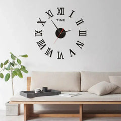 3D Acrylic Digital Wall Clock Roman Numerals Design Mirror Wall Clock Fashion Large Round Wall Clock DIY Self Adhesive Clocks - Auraveia