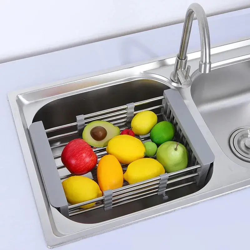 Scalable Stainless Steel Kitchen Utensils, Vegetable Sink, Drainage Basket, Adjustable and Expandable - Auraveia