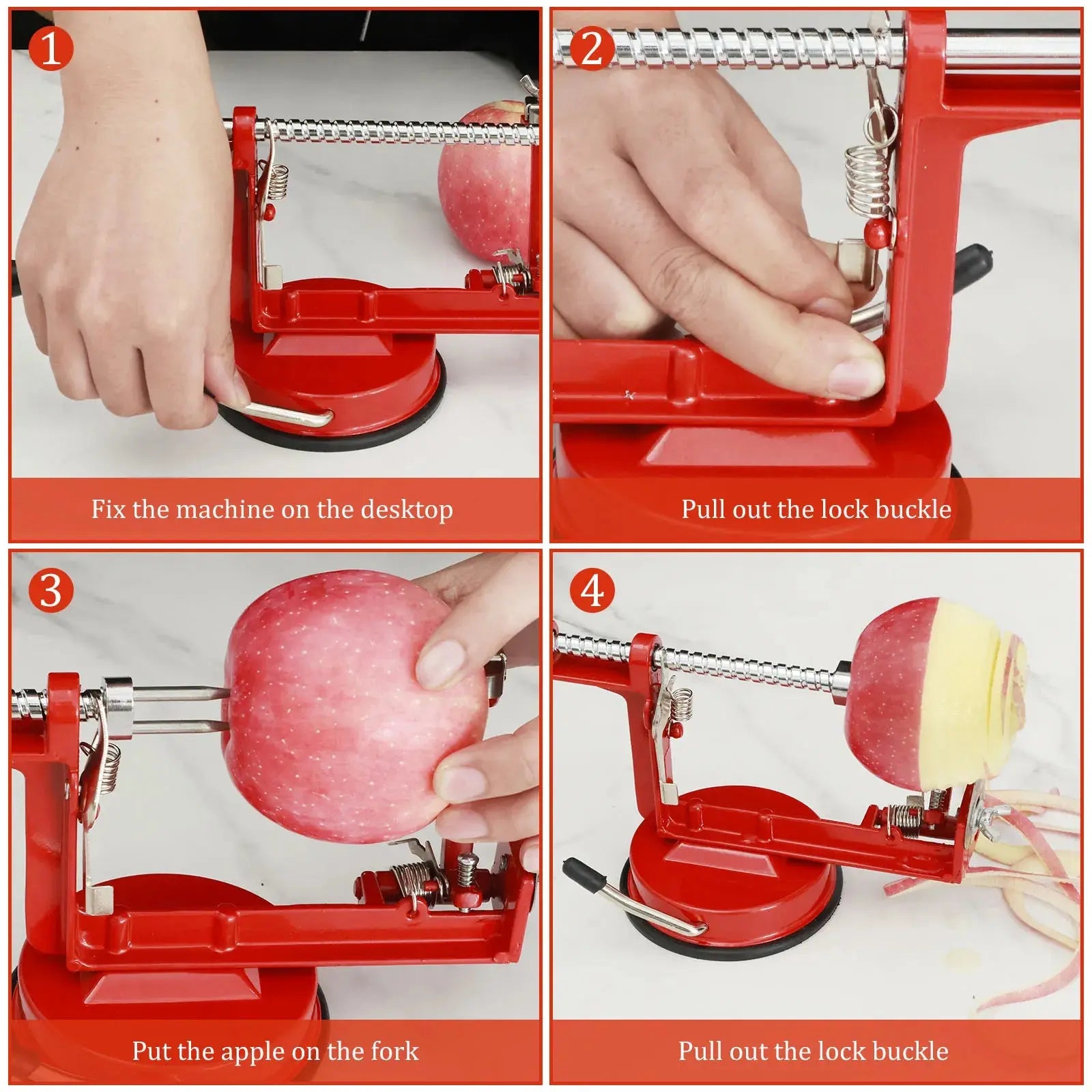 3 In 1 Fruit Peeler Machine Hand Crank Fruit Slicer Corer Apple Skin Cutter Peeling Tool Sharp Fruit Peel Remover Kitchen Gadget - Auraveia