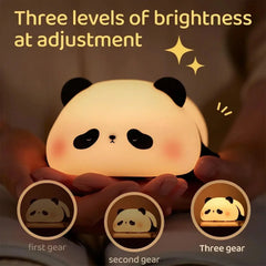 LED Night Lights Cute Sheep Panda Rabbit Silicone Lamp USB Rechargeable Timing Bedside Decor Kids Baby nightlight Birthday Gift Auraveia