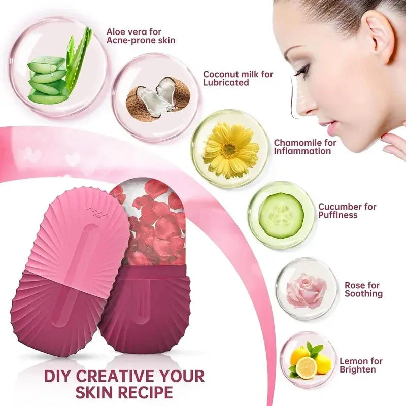 Ice Face Roller Ice Cube Beauty Massage Silicone Ice Mold For Eye Puffiness Ice Facial Roller Shrink Pores - Auraveia