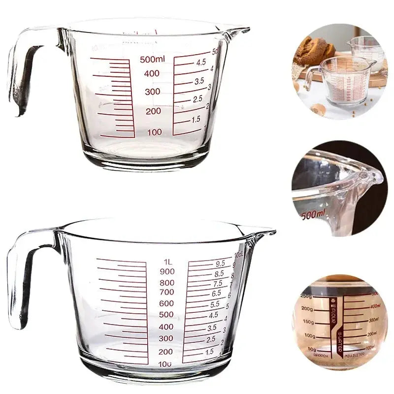 500/1000ml Measuring Glass Cup High Borosilicate Liquid Scale Measurement Microwave Oven Available Baking Kitchen Accessories Auraveia