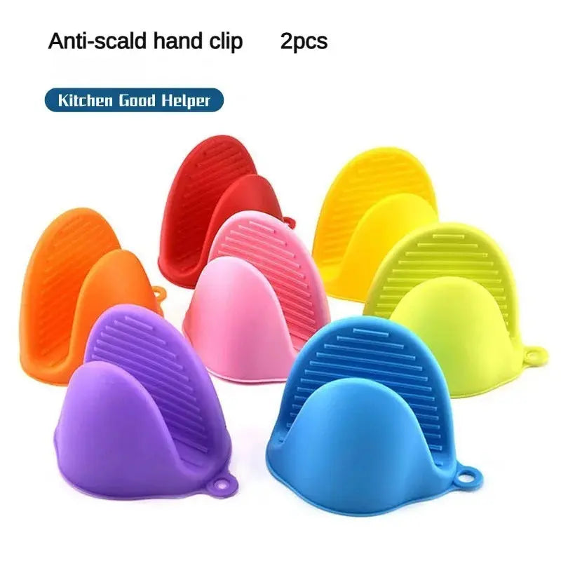 2pcs Thicken Baking Silicone Oven Mitts Microwave Oven Glove Heat Insulation Anti-slip Grips Bowl Pot Clips Kitchen Gadgets - Auraveia