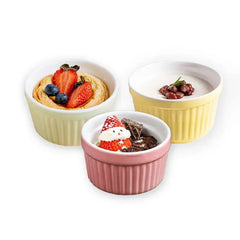 Ceramic Ramekins Bowls 240 ML Set of 6 Oven Safe, Creme Brulee Ramekins, Pudding Custard Cups Souffle Ramiken, Dipping Sauce - Auraveia