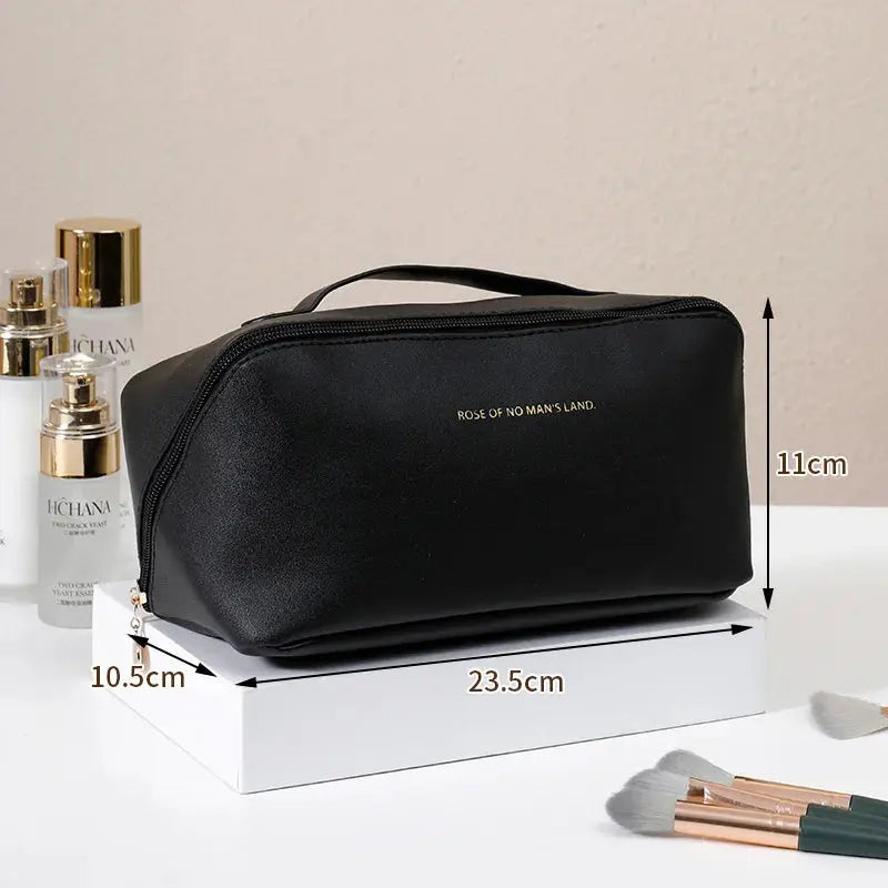 Large-Capacity Travel Cosmetic Bag Portable PU Makeup Pouch Women Waterproof Bathroom Wash Handbag Multi-functional Toiletry Kit - Auraveia