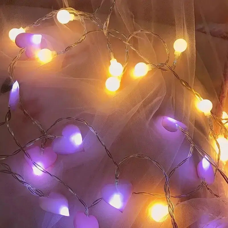 Pink Heart LED String Lights Auraveia