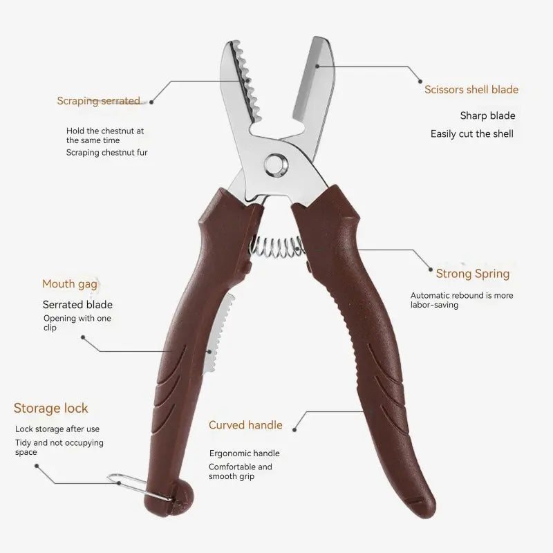 Multipurpose Chestnut Scissors Peeler Chestnut Shell Peeling and Leather Clip Cross Cutting Knife Chestnut Peeler For Kitchen - Auraveia