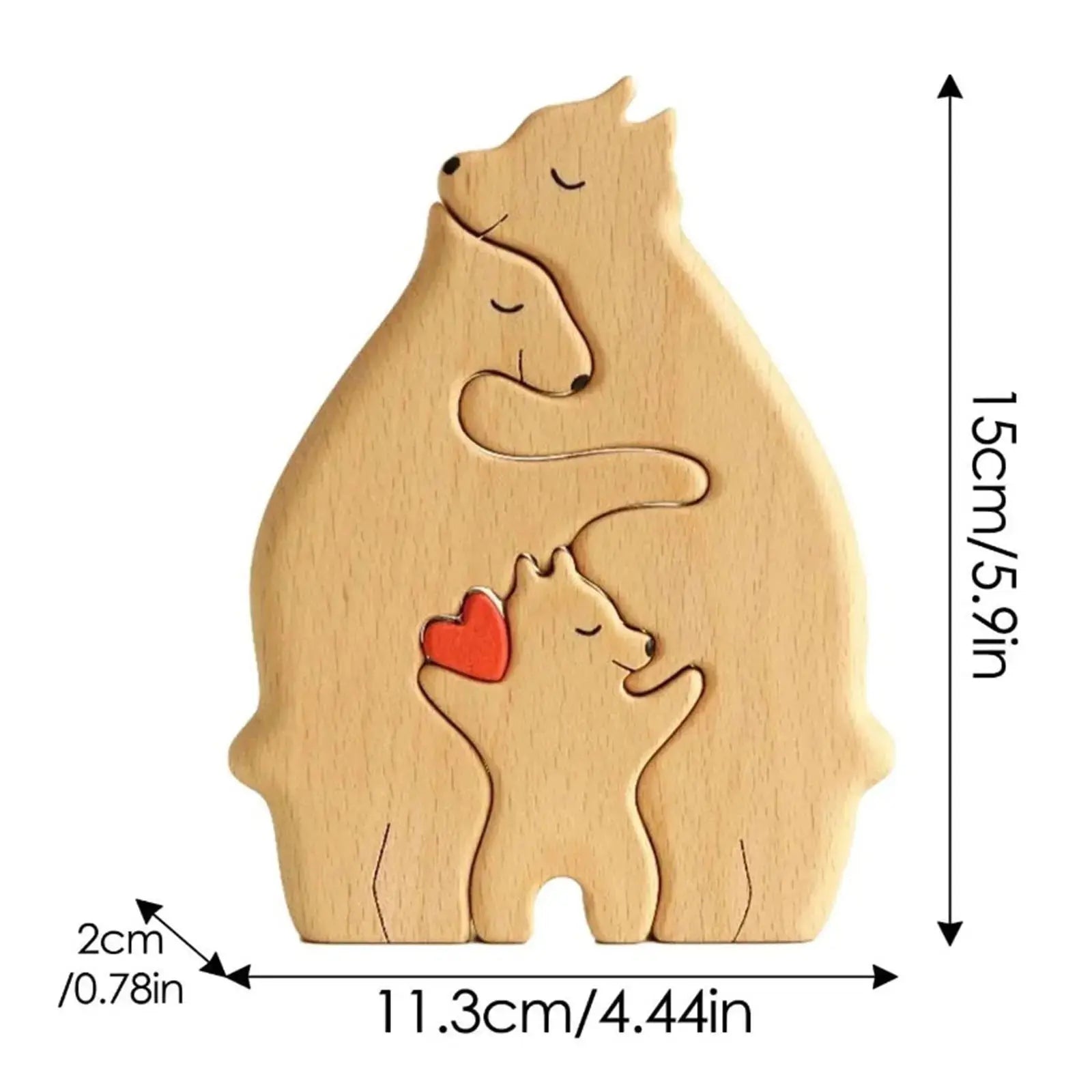 Bear Family Theme Wooden Art Puzzle Wooden Sculpture DIY Cute Family Member of Bears Puzzle Home Desktop Decor Mothers Day Gift - Auraveia