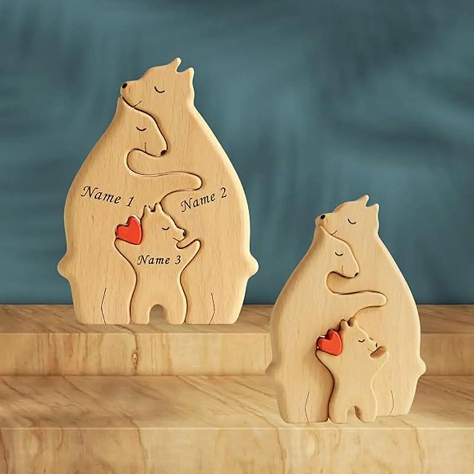 Bear Family Theme Wooden Art Puzzle Wooden Sculpture DIY Cute Family Member of Bears Puzzle Home Desktop Decor Mothers Day Gift - Auraveia