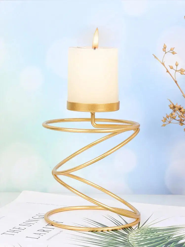 Ins Luxury Style Metal Candle Holders Simple Golden Wedding Decoration Bar Party Living Room Decor Home Decor Candlestick - Auraveia