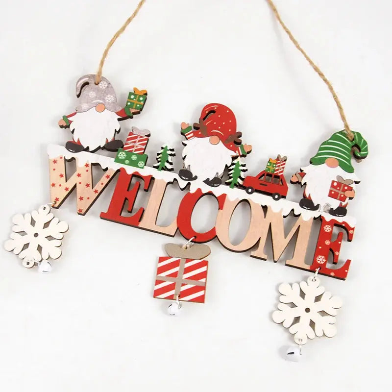 Gnome Santa Claus Wooden Hanging Ornament 2024 Merry Christmas Decoration for Home Door Xmas Tree Pendants Navidad New Year 2025 - Auraveia