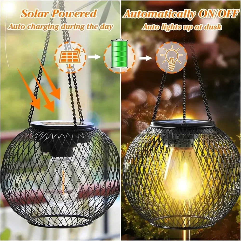 Solar Lantern Outdoor, Ortiny Upgraded Solar Lights for Outside Decorative Outdoor Hanging Lights Waterproof Solar Lanterns Auraveia