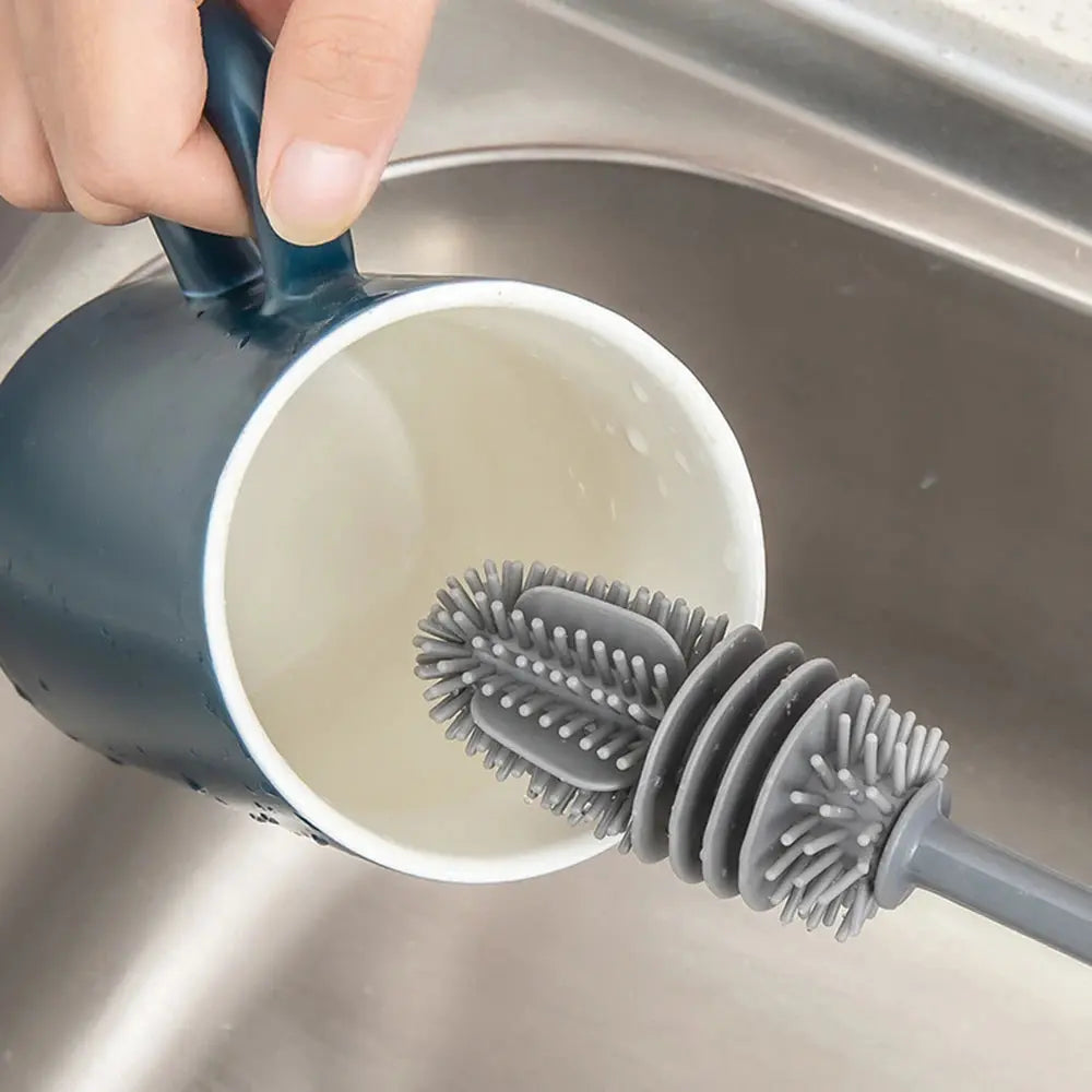 Silicone Milk Bottle Brush Cup Scrubber Glass Cleaner Long Handle Drink Bottle Clean Brush Kitchen Cleaning Tool Auraveia